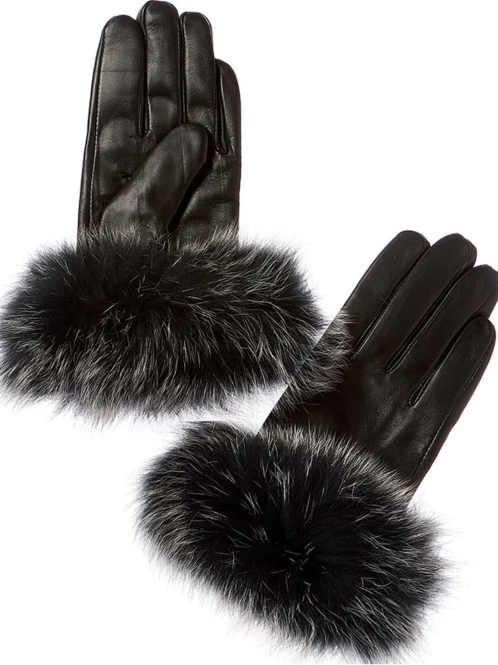 NWT La Fiorentina sM Leather Gloves with FOX FUR Cuffs-faux fur lined-MSRP $180